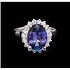 Image 2 : 4.05 ctw Tanzanite and Diamond Ring - 14KT White Gold