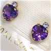 Image 1 : 10K Yellow Gold Amethyst(1.5ct) Diamond Earrings, Made in Canada, Suggested Retail Value $240 (Estim