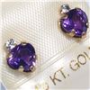 Image 3 : 10K Yellow Gold Amethyst(1.5ct) Diamond Earrings, Made in Canada, Suggested Retail Value $240 (Estim