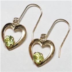 14K Yellow Gold Peridot Earrings, Made in Canada, Suggested Retail Value $140