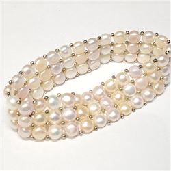 Silver Natural Pearl Multicolor,Freshwater Bracelet (~length 7"inches) (~weight 27g), Suggested Reta