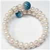 Image 2 : Silver Natural Pearl Cubic Zirconia Accompanied By Cubic Silver Balls Bracelet (~weight 27.57g), Sug