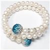 Image 3 : Silver Natural Pearl Cubic Zirconia Accompanied By Cubic Silver Balls Bracelet (~weight 27.57g), Sug