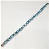 Image 2 : Silver Blue Zircon(41ct) 19 Oval Mix Good Cut Bracelet (~length 7.5"inches) (~weight 21.5g), Apprais