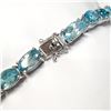 Image 3 : Silver Blue Zircon(41ct) 19 Oval Mix Good Cut Bracelet (~length 7.5"inches) (~weight 21.5g), Apprais