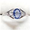 Image 1 : 10K White Gold Ceylon Blue Sapphire(0.85ct) Diamond(0.04ct) Clarity(Si2-I1), Color(G-H) Ring (~Size 