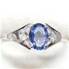 Image 2 : 10K White Gold Ceylon Blue Sapphire(0.85ct) Diamond(0.04ct) Clarity(Si2-I1), Color(G-H) Ring (~Size 