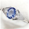 Image 4 : 10K White Gold Ceylon Blue Sapphire(0.85ct) Diamond(0.04ct) Clarity(Si2-I1), Color(G-H) Ring (~Size 