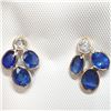 Image 1 : 14K Yellow Gold Natural Blue Sapphire(3.3ct) Diamond(0.35ct) Colour(F-G), Clarity (I-3) Earrings (~w
