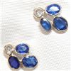 Image 2 : 14K Yellow Gold Natural Blue Sapphire(3.3ct) Diamond(0.35ct) Colour(F-G), Clarity (I-3) Earrings (~w
