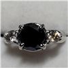 Image 2 : 14K White Gold Treated Black Diamond(2.1ct) Diamond(0.39ct) 2 Prong Set Si-1 To Si-2 Clarity, G-H Co