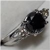 Image 3 : 14K White Gold Treated Black Diamond(2.1ct) Diamond(0.39ct) 2 Prong Set Si-1 To Si-2 Clarity, G-H Co