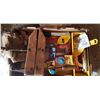 Image 1 : Box Lot of Carpenters Tools - Chalk Line - Clamp Etc.