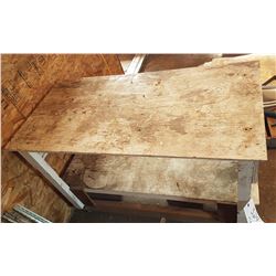 Wooden Work Table on Casters