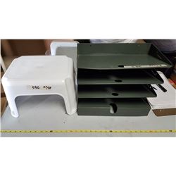 Foot Stool & Metal File Organizer