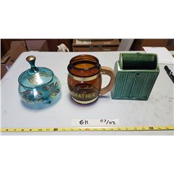 Letter Container & Glass Footed Bowl