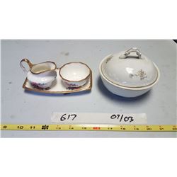 China Cream & Sugar Set & Bowl