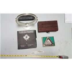 Lot Mirror & Ashtray & Wicker Box