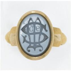 HARDSTONE SEAL 18K GOLD RING