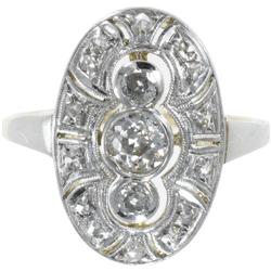 ART DECO DIAMOND PLATINUM TOPPED 14K GOLD RING