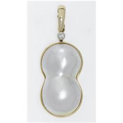 SOUTH SEA MABE PEARL DIAMOND 14K GOLD PENDANT
