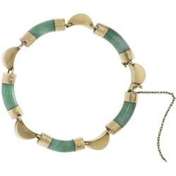 RETRO JADE 14K GOLD BRACELET CIRCA 1935