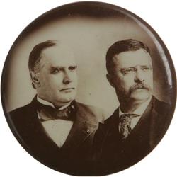 3 Sepia McKinley and Roosevelt Campaign Buttons