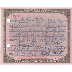 Prescription Form for Medicinal Liquor