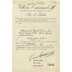 Benito Mussolini & Victor Emanuel III Document