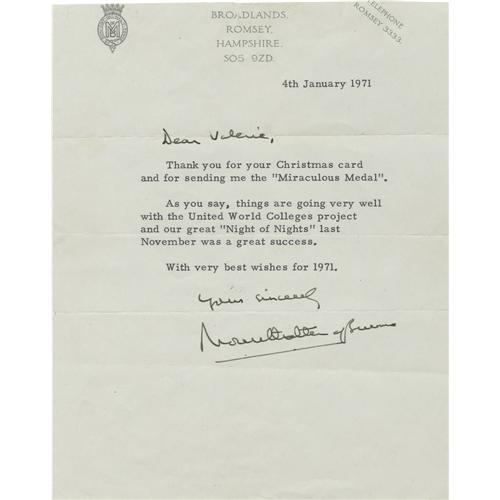 Lord Louis Mountbatten Typed Letter Signed