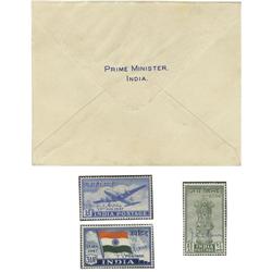 Jawaharlal Nehru Three Postage Stamps Signed