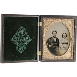 Large 1/4 Plate Ambrotype Couple in Thermo Case