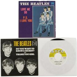 Beatles Group of 3 45s and Picture Sleeves. Beat