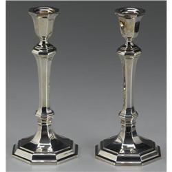 PAIR OF TIFFANY STERLING SILVER CANDLESTICKS