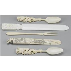 GROUP OF CHINESE CARVED UTENSILS