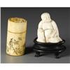 Image 1 : IVORY BUDDHA FIGURE AND CARVED BOX WITH COVER