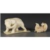 Image 1 : PAIR OF IVORY FIGURES ROOSTER AND ELEPHANT