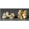 Image 1 : PAIR OF IVORY NETSUKE MAN MONKEY AND HORSE