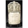 Image 1 : CHINESE CARVED IVORY AND WOOD BUDDHIST HEAD
