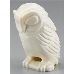 CHINESE CARVED TOOTH FIGURE OF AN OWL