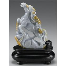 CHINESE CARVED JADE/HARDSTONE FIGURE OF A HORSE