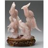 Image 1 : PAIR OF CHINESE CARVED ROSE QUARTZ PHOENIX
