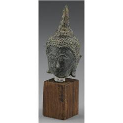 CHINESE BRONZE AND SUKOTHAI HEAD OF A BUDDHA
