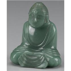 CHINESE CARVED JADE/HARDSTONE FIGURE OF A BUDDHA