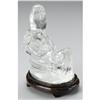 Image 2 : CHINESE CARVED GLASS FIGURE OF A SEATED GUANYIN