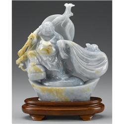 CHINESE CARVED JADE/HARDSTONE GROUP OF A BUDDAI