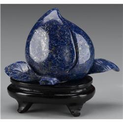 CHINESE CARVED LAPIS LAZULI PEACH