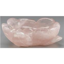 CHINESE CARVED ROSE QUARTZ LOTUS BOWL