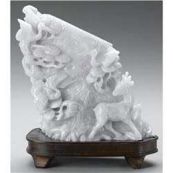 CHINESE CARVED JADE/HARDSTONE BRUSH POT