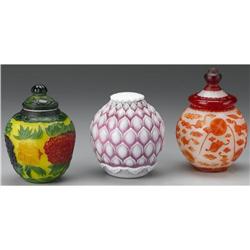 GROUP OF CHINESE BEIJING GLASS COVERED JARS